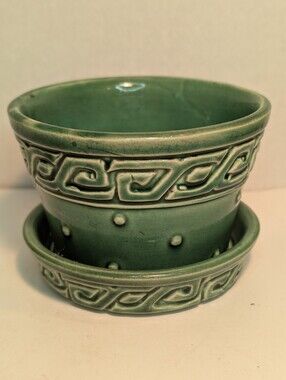 McCoy Pottery Green Greek Key 3" or 7.5 cm High Flowerpot